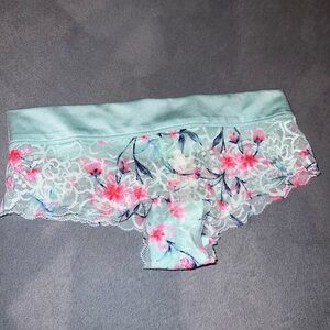 PINK Victoria's Secret Aqua and Pink Floral Lace Panties